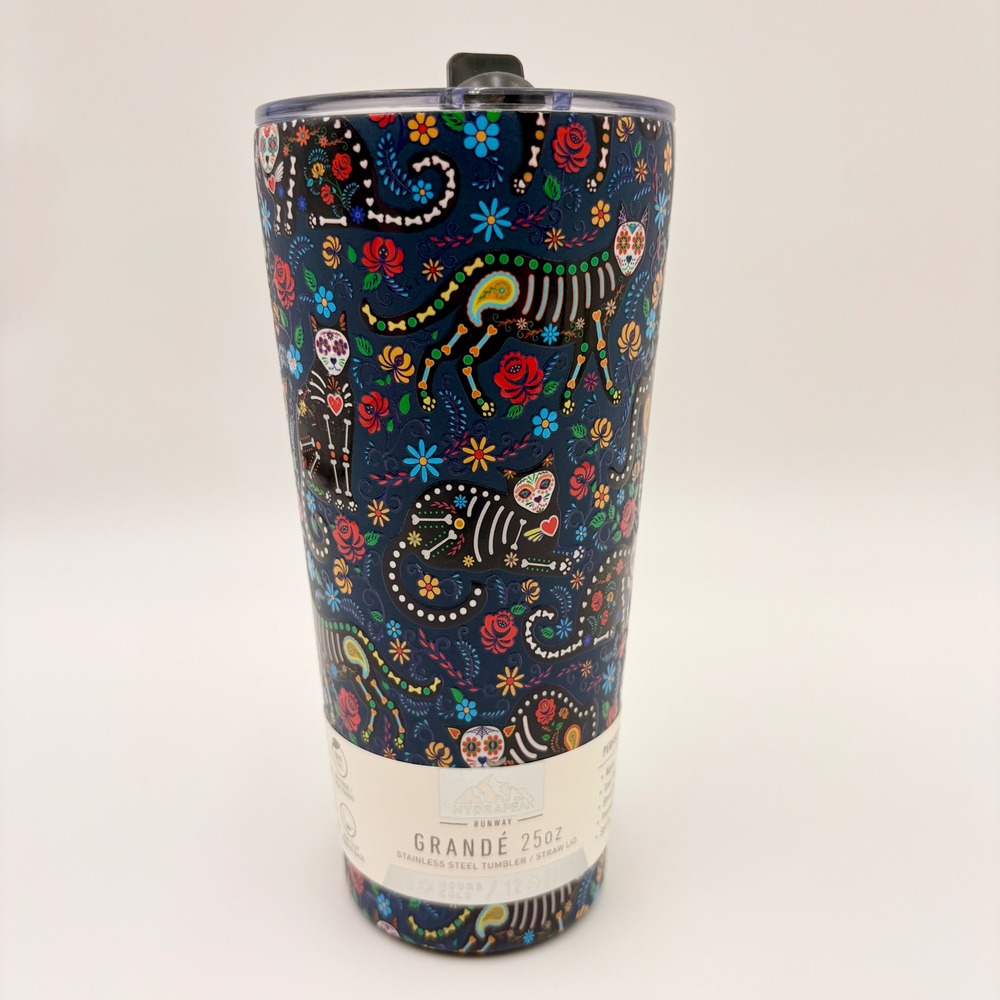 Hydrapeak 25oz Grande Tumbler Day of the Dead Cats Halloween Dia de Los Muertos